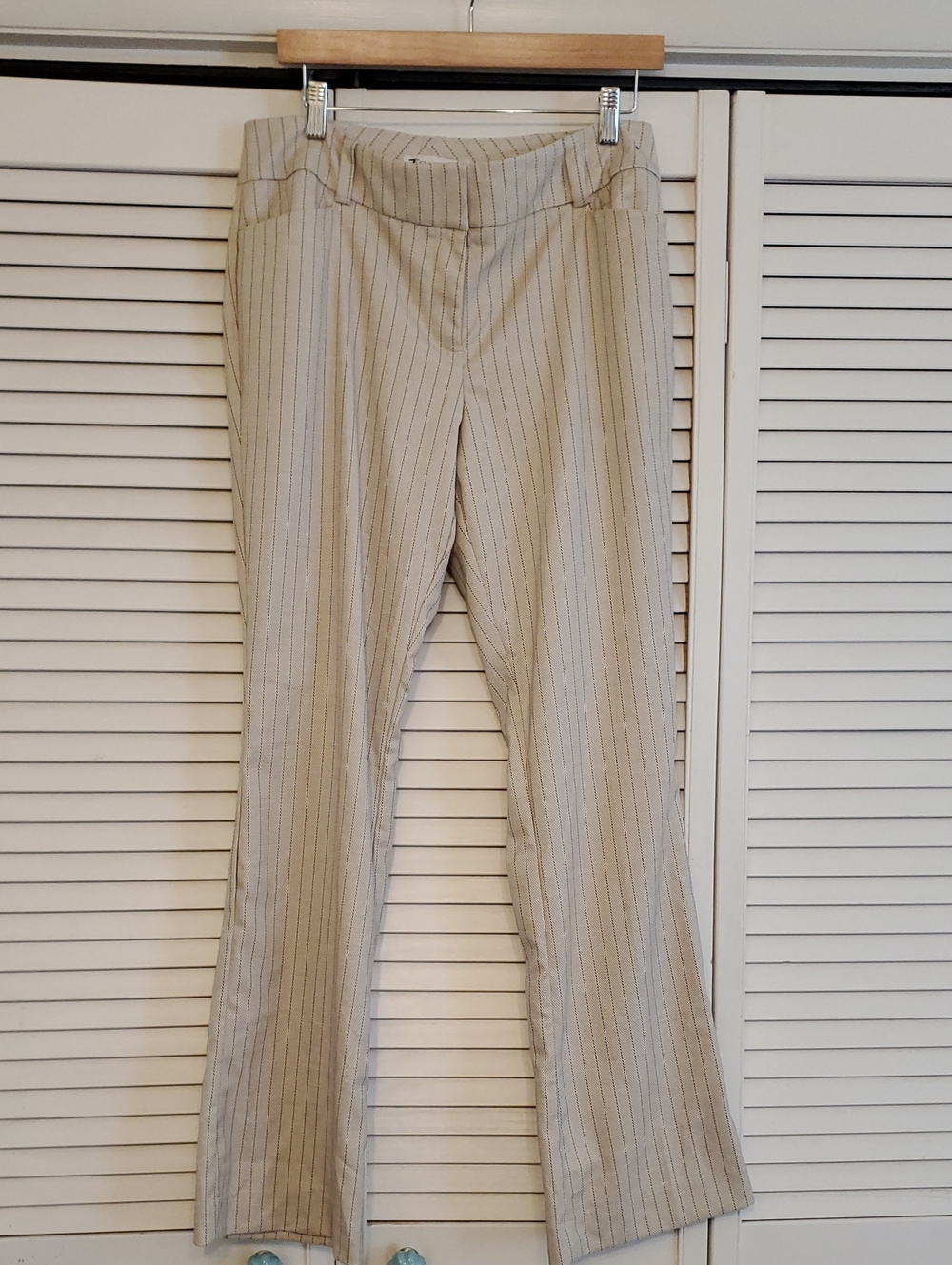 7th Avenue Design Studio Beige Striped Pants, Size 10